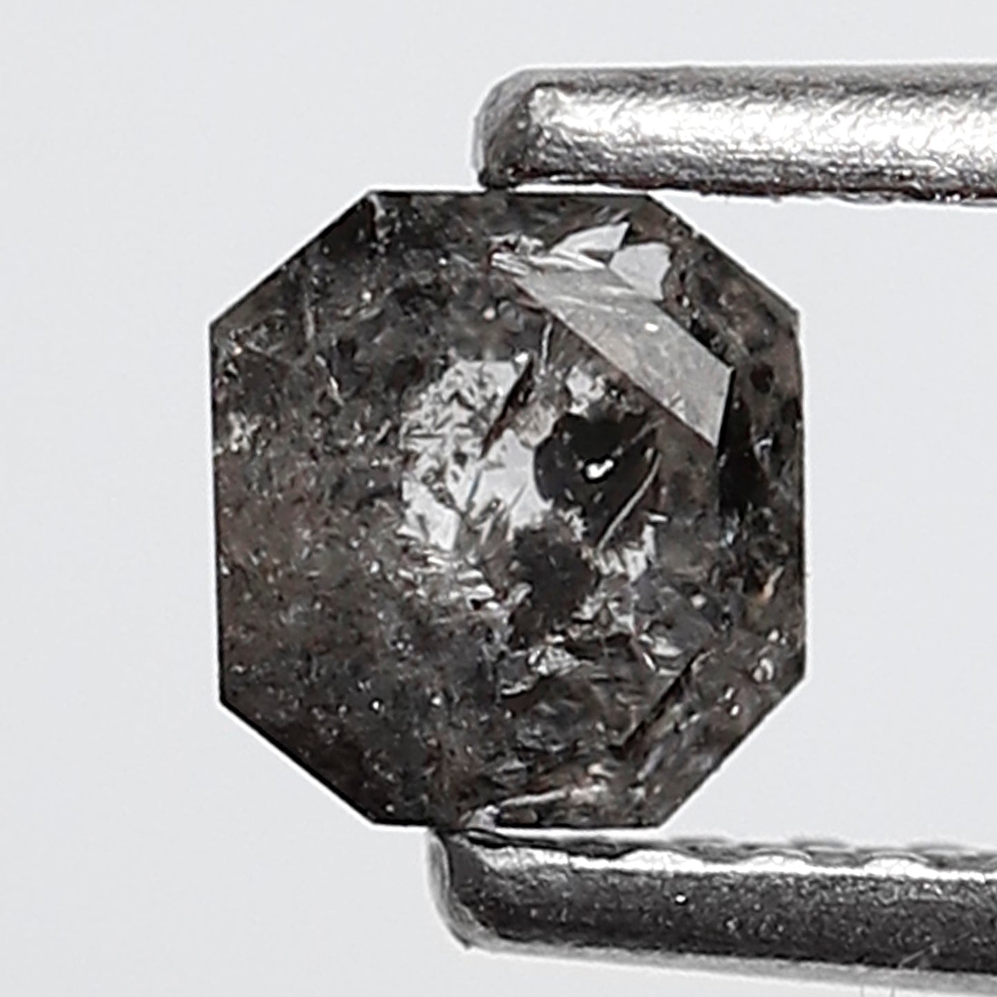 0.49 Ct Square Emerald Shape Salt and Pepper Diamond 4 MM Grey Black Color Natural Loose Diamond