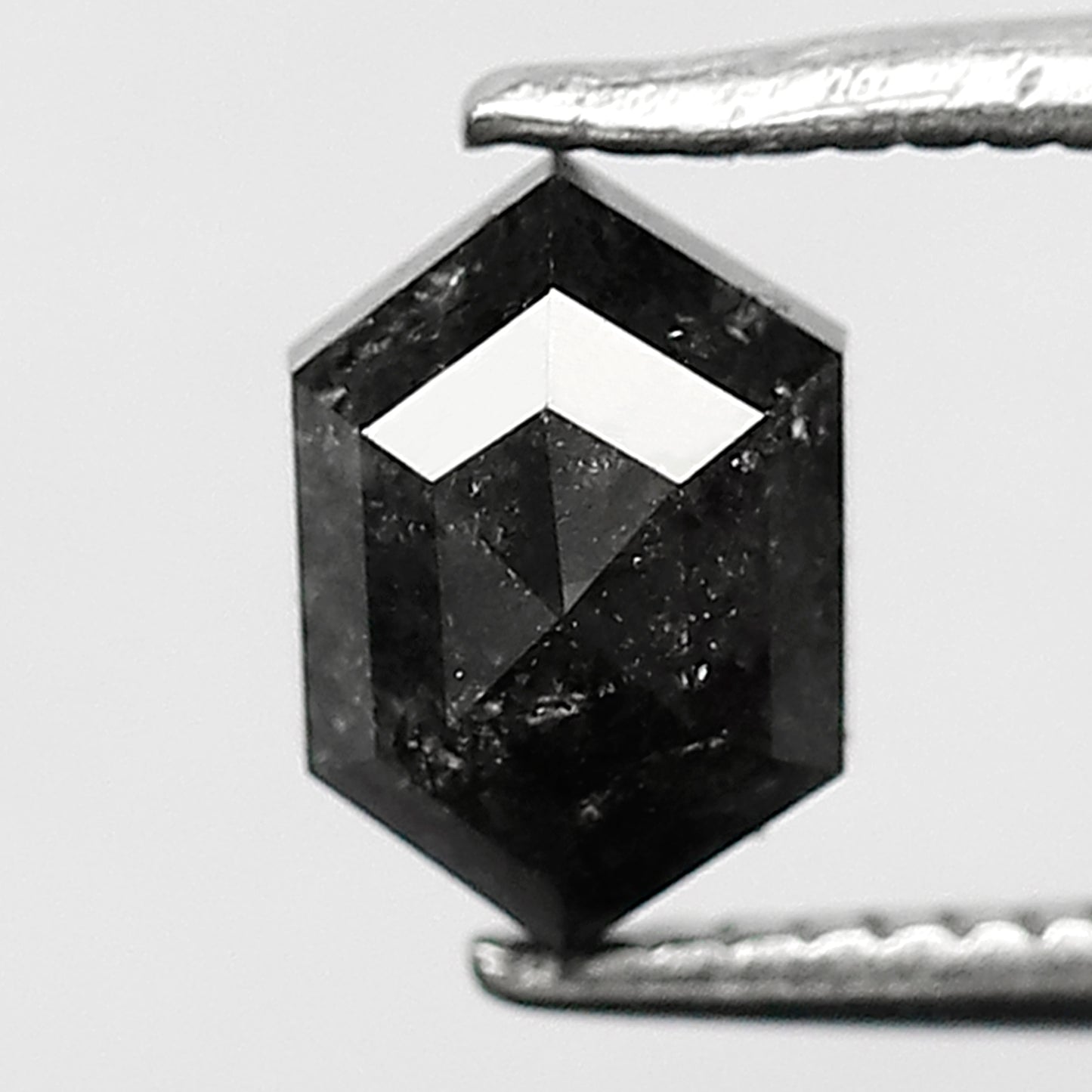 1.00 CT Elongated hexagon natural black color loose diamond for salt and pepper ring