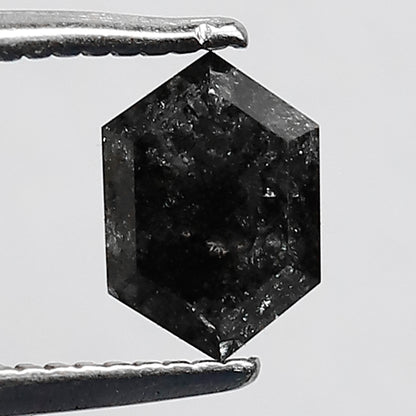 1.00 CT Elongated hexagon natural black color loose diamond for salt and pepper ring