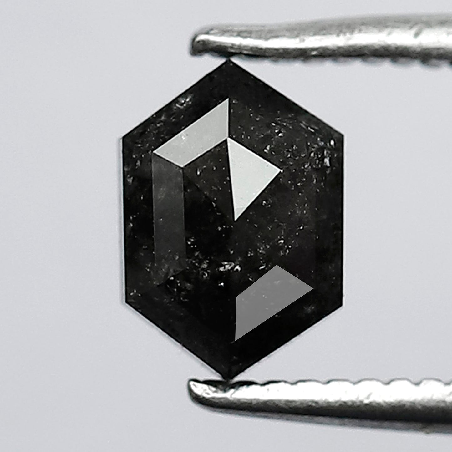 1.00 CT Elongated hexagon natural black color loose diamond for salt and pepper ring