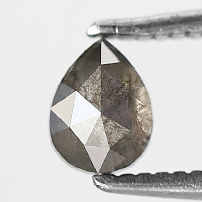 0.41 Ct Pear Shape Salt and Pepper Diamond 5 MM Grey Black Color Natural Loose Diamond