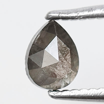 0.41 Ct Pear Shape Salt and Pepper Diamond 5 MM Grey Black Color Natural Loose Diamond