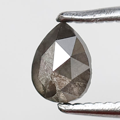 0.41 Ct Pear Shape Salt and Pepper Diamond 5 MM Grey Black Color Natural Loose Diamond