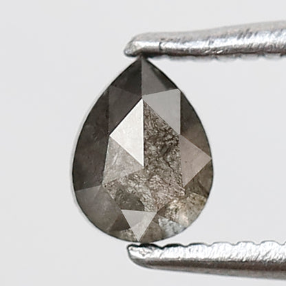 0.41 Ct Pear Shape Salt and Pepper Diamond 5 MM Grey Black Color Natural Loose Diamond