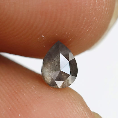 0.41 Ct Pear Shape Salt and Pepper Diamond 5 MM Grey Black Color Natural Loose Diamond