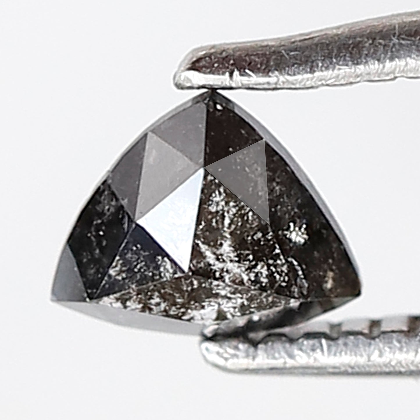 0.34 Ct 4 MM Triangle Shape Salt and Pepper Diamond Grey Black Color Natural Loose Diamond
