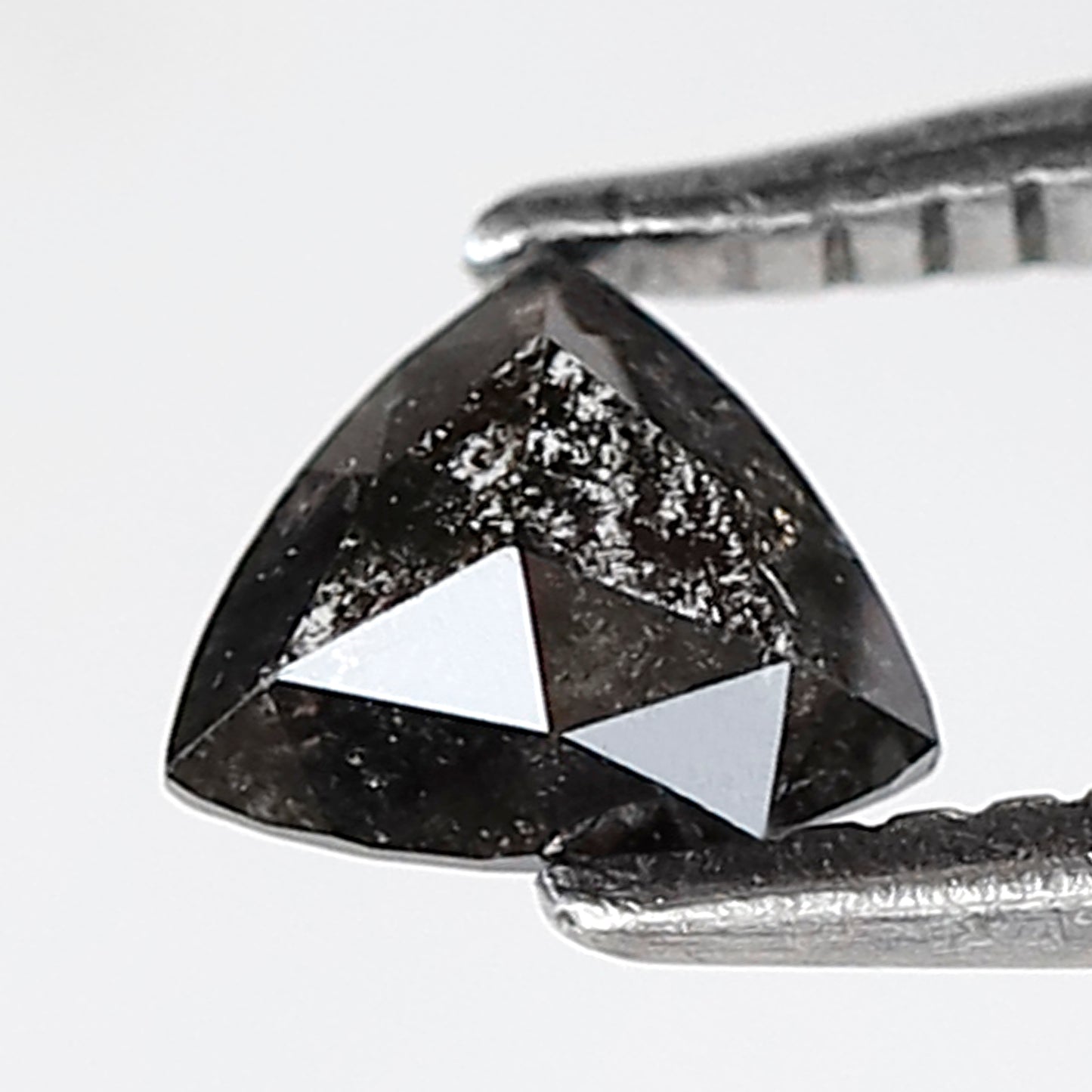 0.34 Ct 4 MM Triangle Shape Salt and Pepper Diamond Grey Black Color Natural Loose Diamond