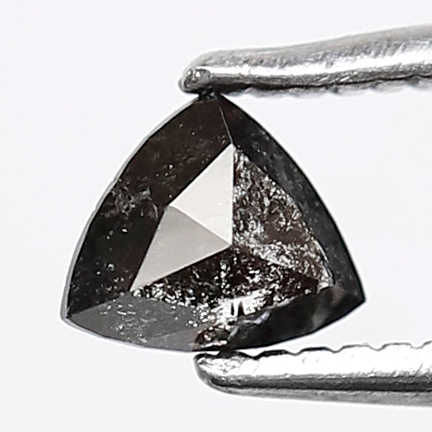 0.34 Ct 4 MM Triangle Shape Salt and Pepper Diamond Grey Black Color Natural Loose Diamond