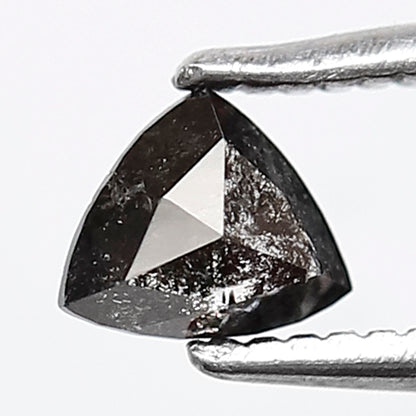 0.34 Ct 4 MM Triangle Shape Salt and Pepper Diamond Grey Black Color Natural Loose Diamond