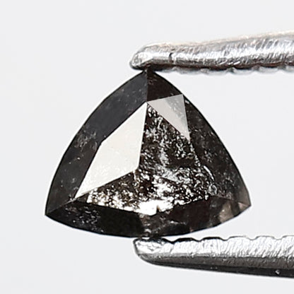 0.34 Ct 4 MM Triangle Shape Salt and Pepper Diamond Grey Black Color Natural Loose Diamond