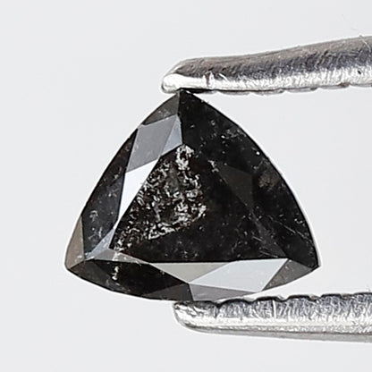 0.34 Ct 4 MM Triangle Shape Salt and Pepper Diamond Grey Black Color Natural Loose Diamond