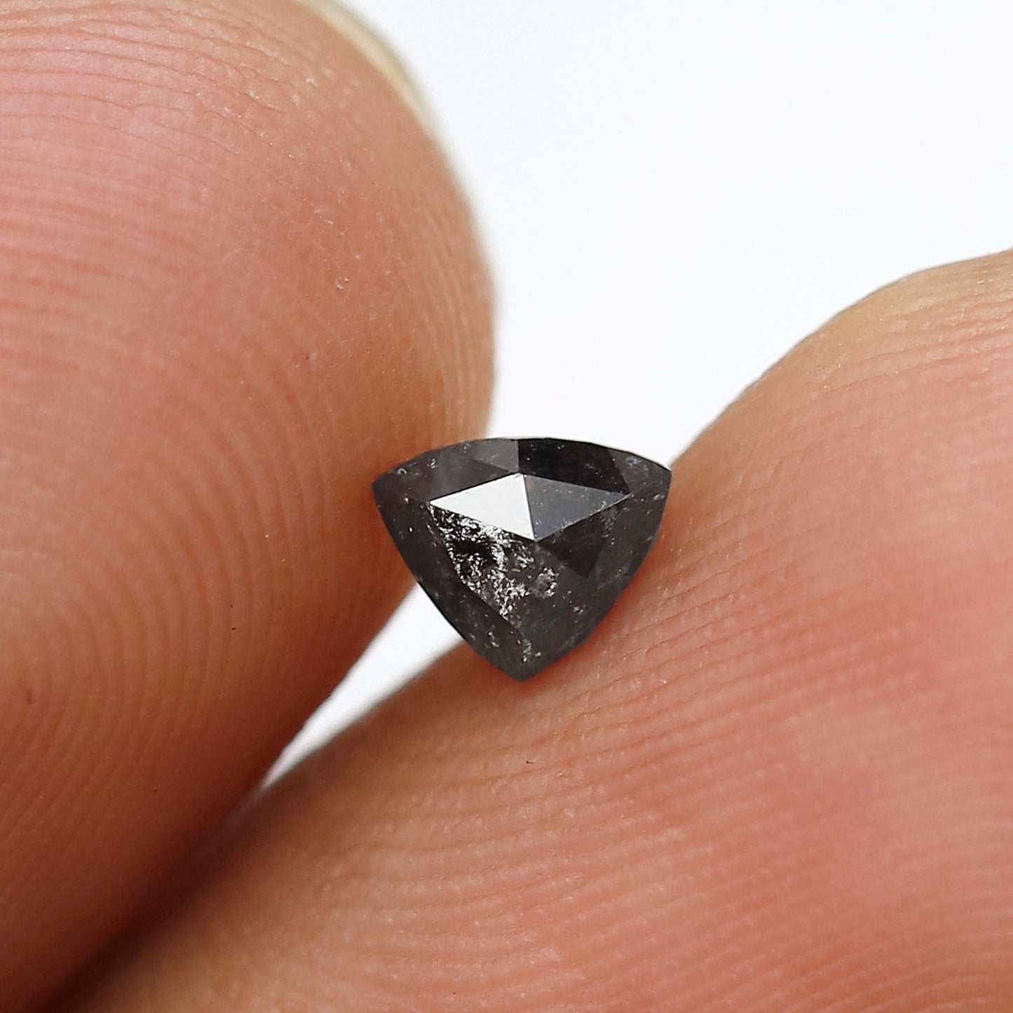 0.34 Ct 4 MM Triangle Shape Salt and Pepper Diamond Grey Black Color Natural Loose Diamond