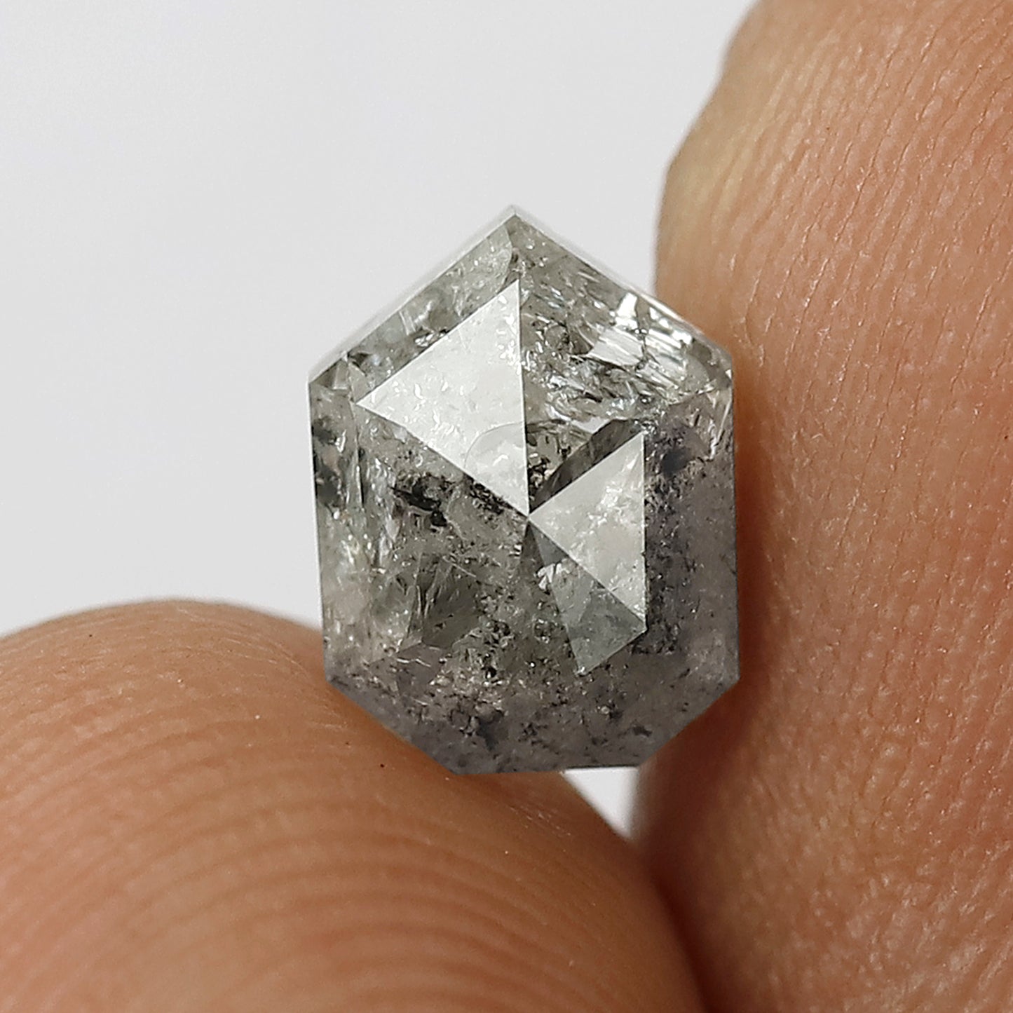 1.61 CT 7 MM geometric shape salt and pepper loose diamond natural grey colorfor jewelry