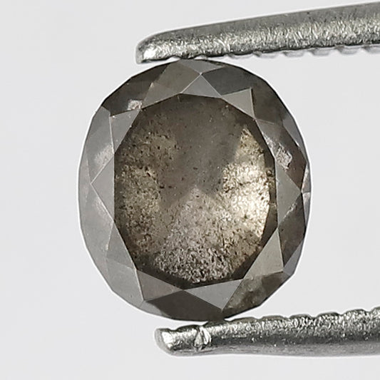 1.17 CT Grayish Black Diamond Grey Black Salt and Pepper Diamond 6.1 x 5.4 MM Oval Shaped Diamond Natural Oval Cut DIamond