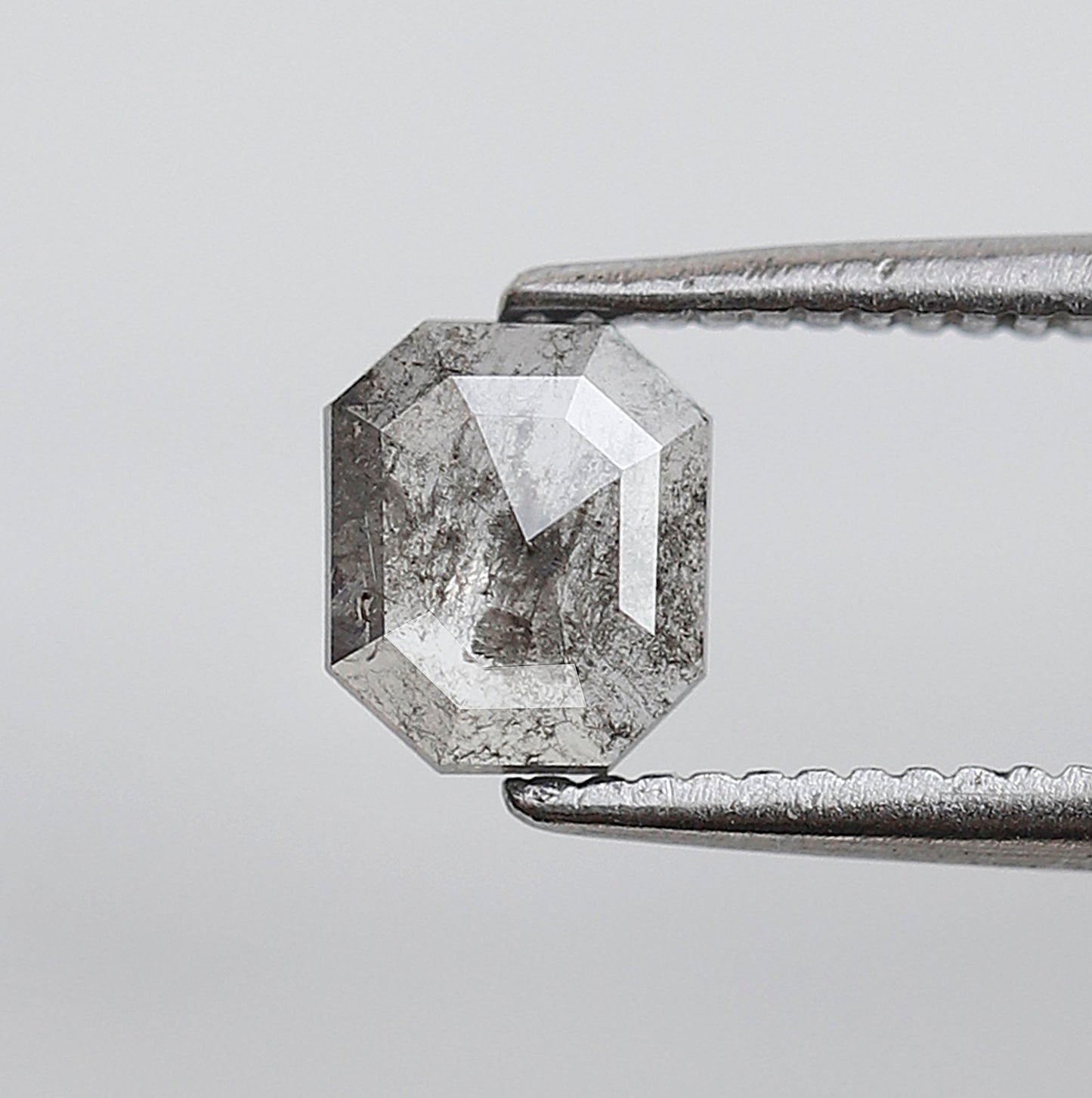 0.40 CT Gray Black Emerald Shape Loose Diamond, 5.50 x 4.70 mm Natural Salt and Pepper Conflict Free Diamond