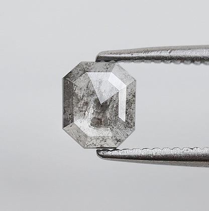 0.40 CT Gray Black Emerald Shape Loose Diamond, 5.50 x 4.70 mm Natural Salt and Pepper Conflict Free Diamond