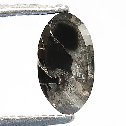 1.03 CT Oval Shape Salt and Pepper Diamond, Natural Gray Black Loose Diamond, Conflict Free Stone for Mother's Day Ring Gift