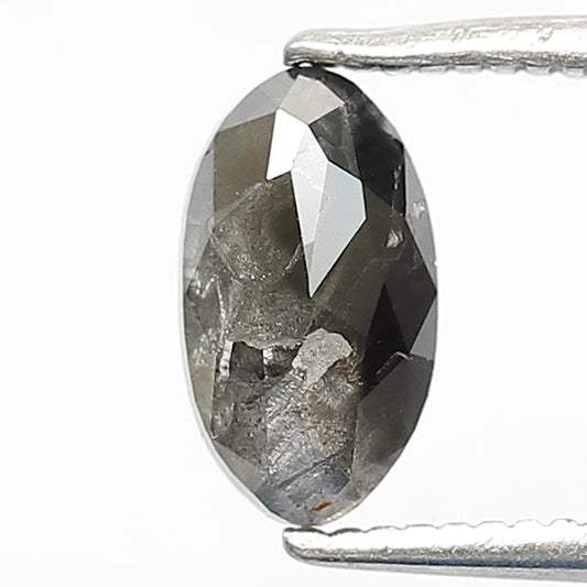 1.03 CT Oval Shape Salt and Pepper Diamond, Natural Gray Black Loose Diamond, Conflict Free Stone for Mother's Day Ring Gift