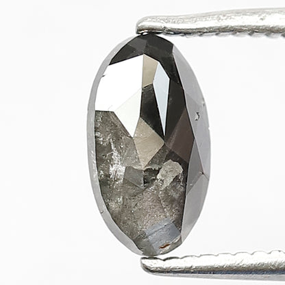 1.03 CT Oval Shape Salt and Pepper Diamond, Natural Gray Black Loose Diamond, Conflict Free Stone for Mother's Day Ring Gift