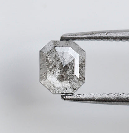 0.40 CT Gray Black Emerald Shape Loose Diamond, 5.50 x 4.70 mm Natural Salt and Pepper Conflict Free Diamond