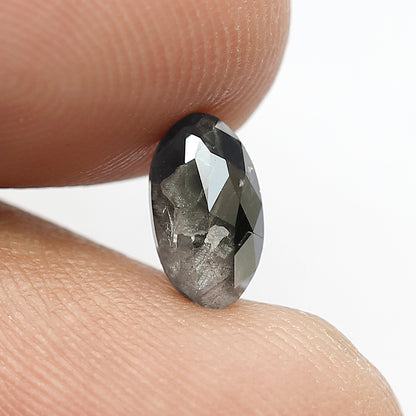1.03 CT Oval Shape Salt and Pepper Diamond, Natural Gray Black Loose Diamond, Conflict Free Stone for Mother's Day Ring Gift