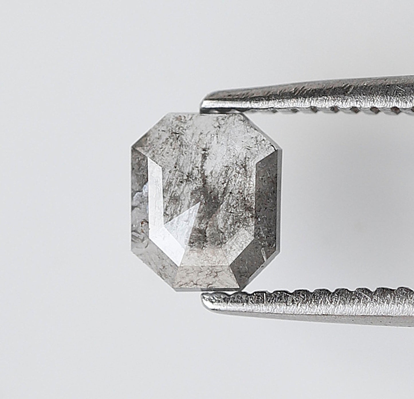 0.40 CT Gray Black Emerald Shape Loose Diamond, 5.50 x 4.70 mm Natural Salt and Pepper Conflict Free Diamond