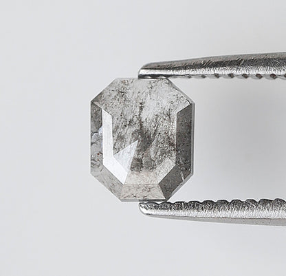 0.40 CT Gray Black Emerald Shape Loose Diamond, 5.50 x 4.70 mm Natural Salt and Pepper Conflict Free Diamond