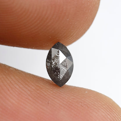 0.38 CT 5.60 MM Marquise Shape Salt and Pepper Diamond Grey Black Color Natural Loose Diamond