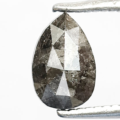 0.92 CT Pear Cut Conflict Free Diamond, Natural Gray Black Salt and Pepper Loose Diamond for Custom Ring and Jewelry Gift
