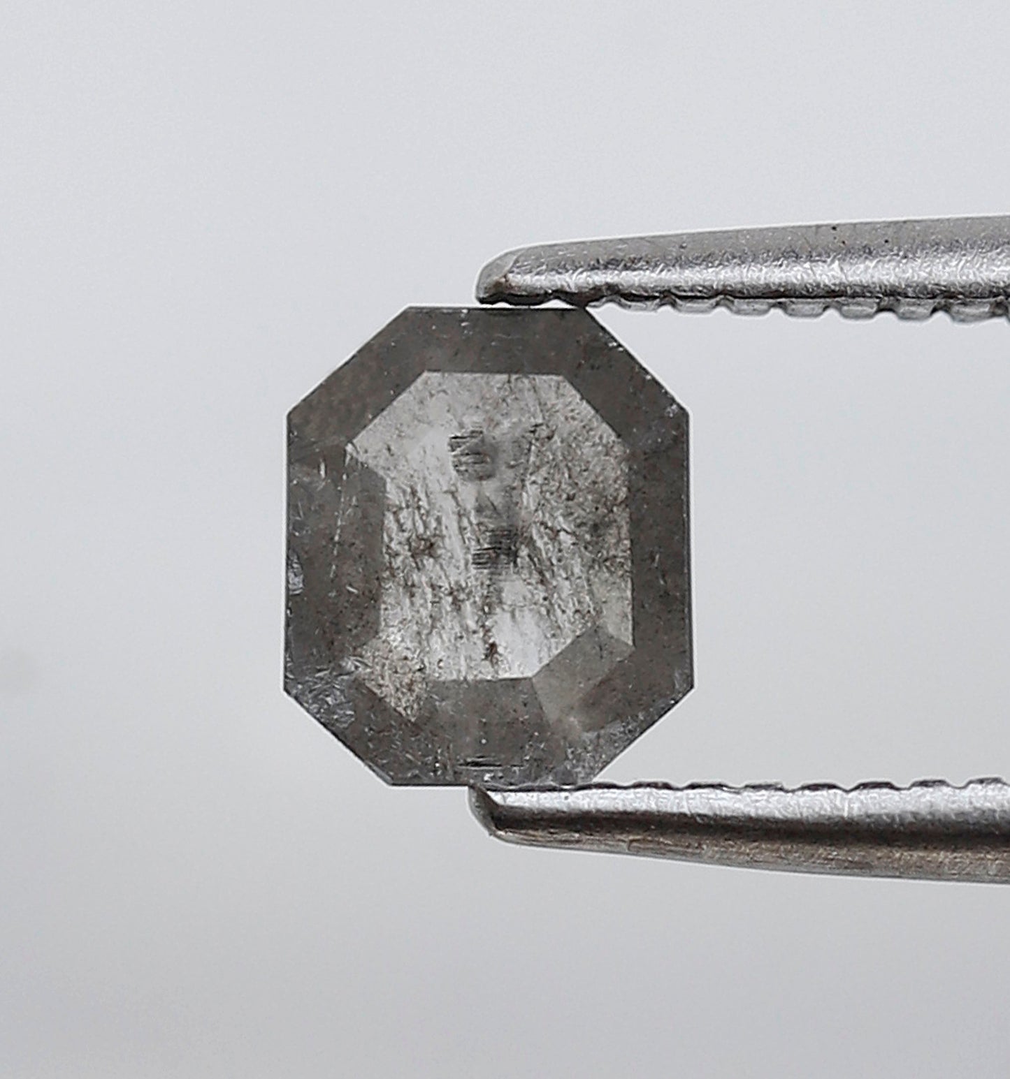 0.40 CT Gray Black Emerald Shape Loose Diamond, 5.50 x 4.70 mm Natural Salt and Pepper Conflict Free Diamond