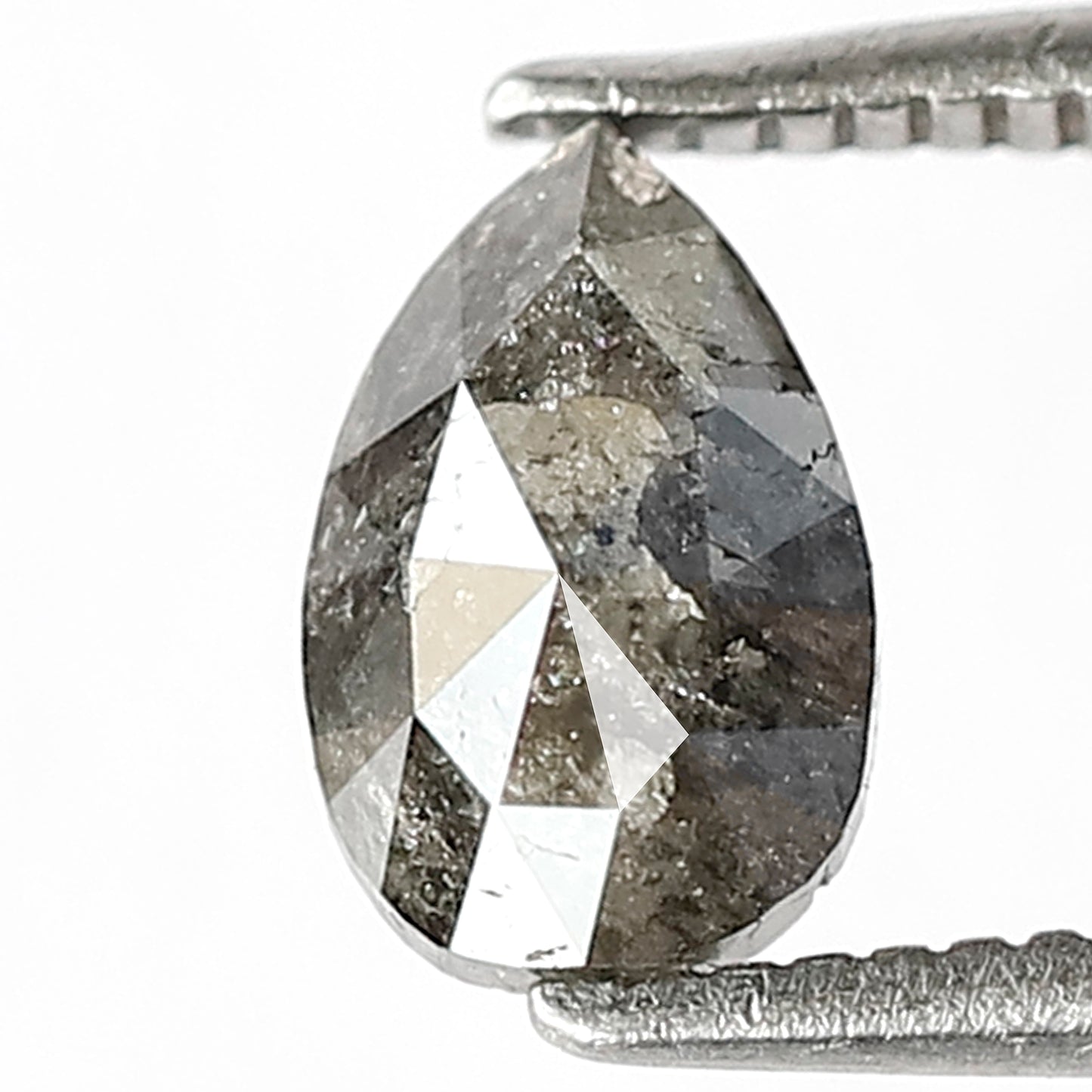0.92 CT Pear Cut Conflict Free Diamond, Natural Gray Black Salt and Pepper Loose Diamond for Custom Ring and Jewelry Gift