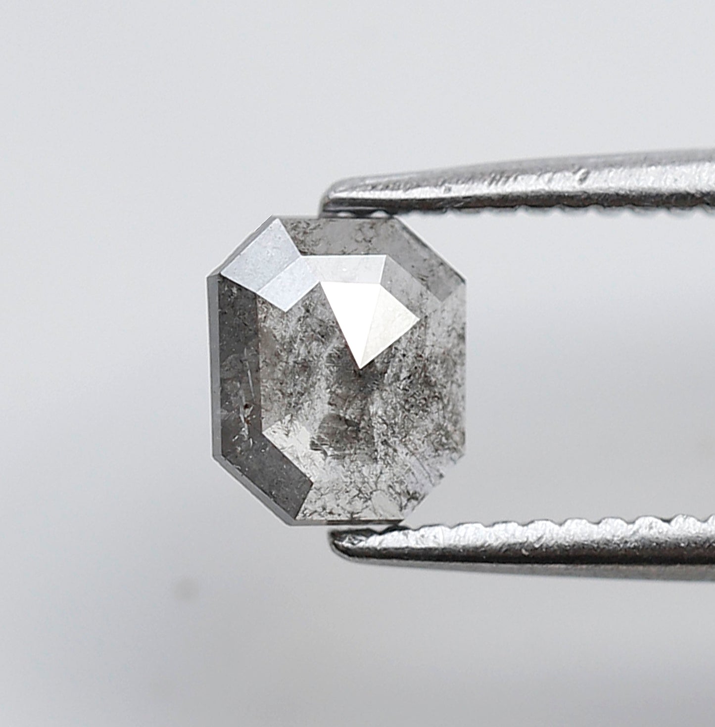 0.40 CT Gray Black Emerald Shape Loose Diamond, 5.50 x 4.70 mm Natural Salt and Pepper Conflict Free Diamond