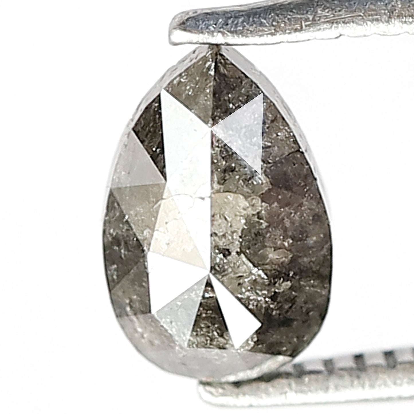 0.92 CT Pear Cut Conflict Free Diamond, Natural Gray Black Salt and Pepper Loose Diamond for Custom Ring and Jewelry Gift