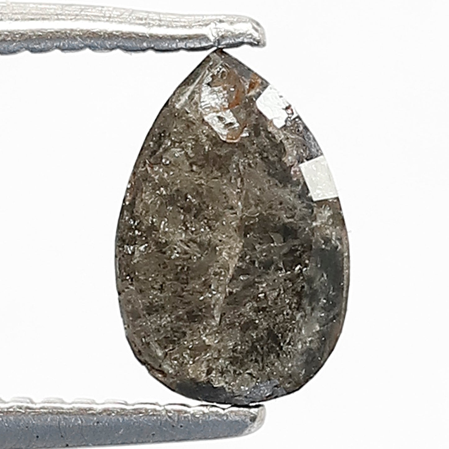 0.92 CT Pear Cut Conflict Free Diamond, Natural Gray Black Salt and Pepper Loose Diamond for Custom Ring and Jewelry Gift