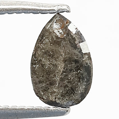 0.92 CT Pear Cut Conflict Free Diamond, Natural Gray Black Salt and Pepper Loose Diamond for Custom Ring and Jewelry Gift