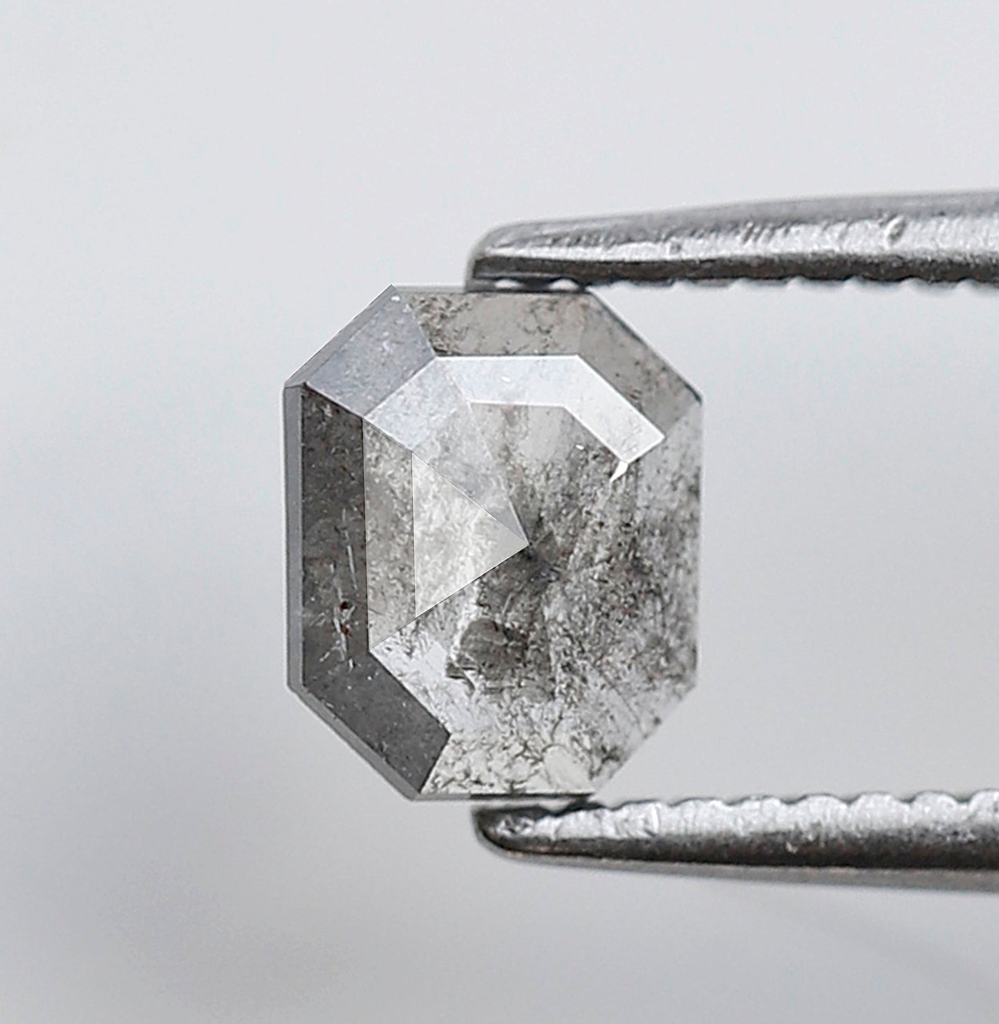 0.40 CT Gray Black Emerald Shape Loose Diamond, 5.50 x 4.70 mm Natural Salt and Pepper Conflict Free Diamond