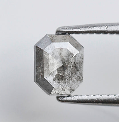0.40 CT Gray Black Emerald Shape Loose Diamond, 5.50 x 4.70 mm Natural Salt and Pepper Conflict Free Diamond