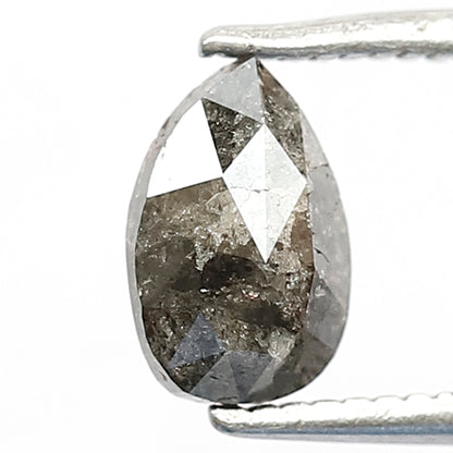 0.92 CT Pear Cut Conflict Free Diamond, Natural Gray Black Salt and Pepper Loose Diamond for Custom Ring and Jewelry Gift