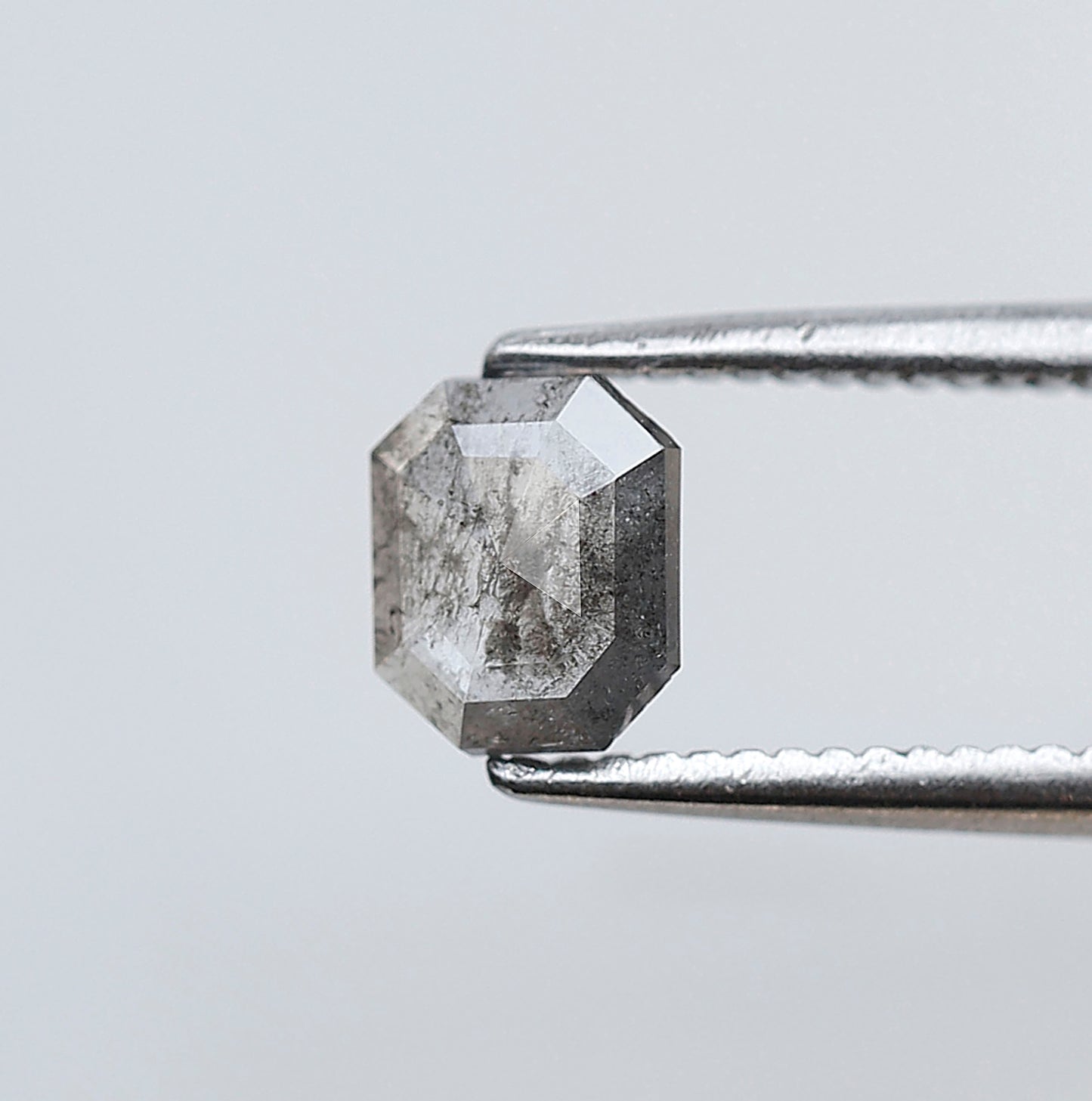 0.40 CT Gray Black Emerald Shape Loose Diamond, 5.50 x 4.70 mm Natural Salt and Pepper Conflict Free Diamond