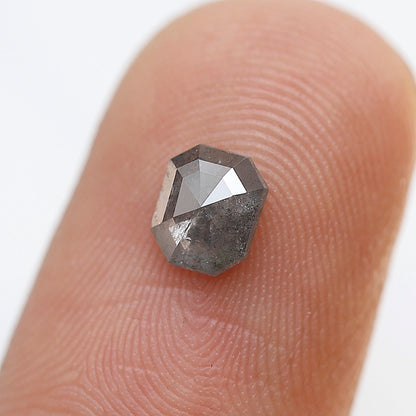 0.40 CT Gray Black Emerald Shape Loose Diamond, 5.50 x 4.70 mm Natural Salt and Pepper Conflict Free Diamond