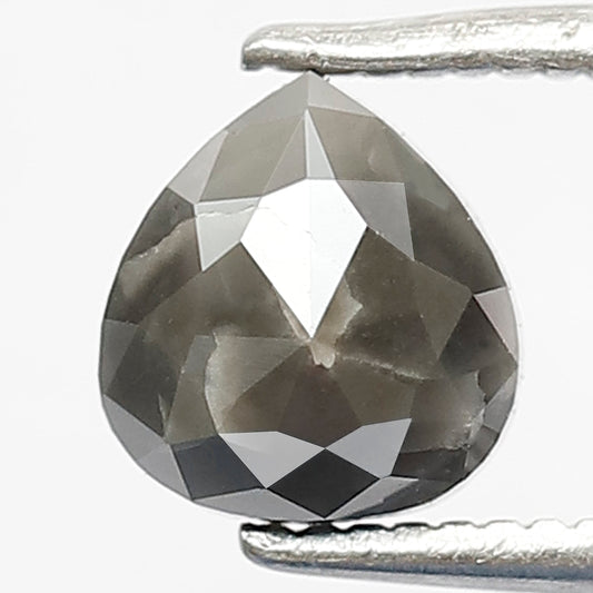 1.21 CT Pear Shape Natural Salt and Pepper Diamond, 6.40 mm Gray Black Earth Mined Loose Diamond For Wedding Ring