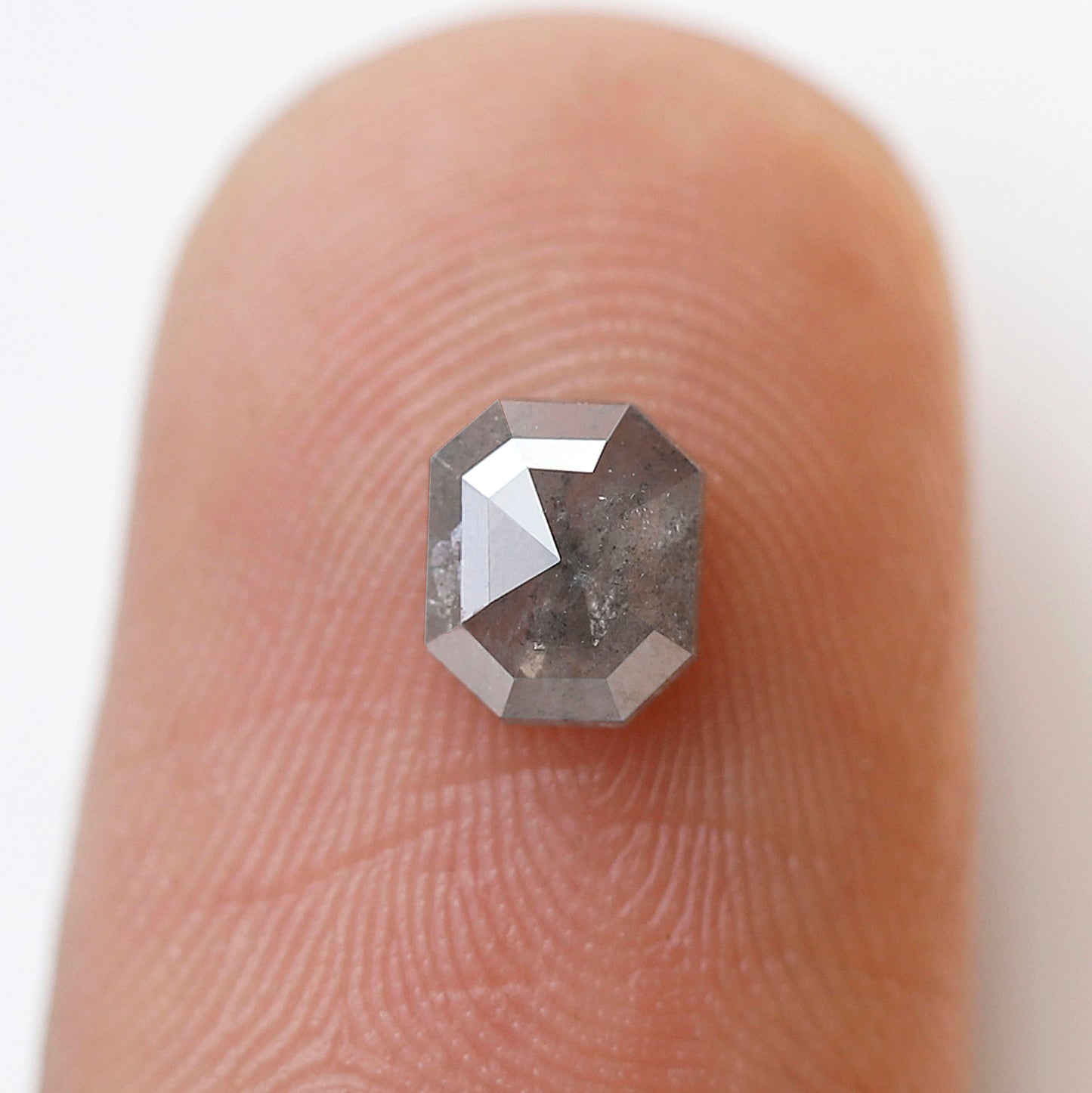 0.40 CT Gray Black Emerald Shape Loose Diamond, 5.50 x 4.70 mm Natural Salt and Pepper Conflict Free Diamond