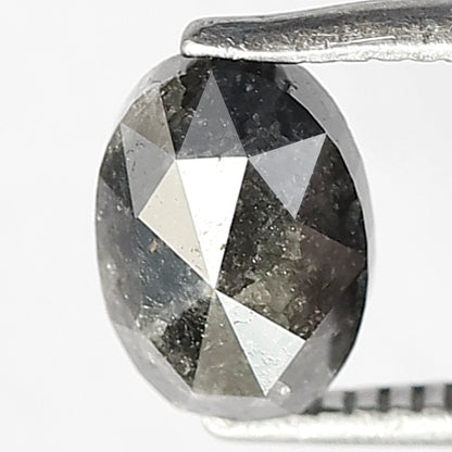 1.43 CT Oval Salt and Pepper Earth Mined Diamond, 7.00 x 5.00 mm Natural Gray Black Loose Diamond For Wedding Jewelry