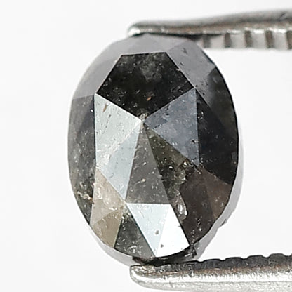 1.43 CT Oval Salt and Pepper Earth Mined Diamond, 7.00 x 5.00 mm Natural Gray Black Loose Diamond For Wedding Jewelry
