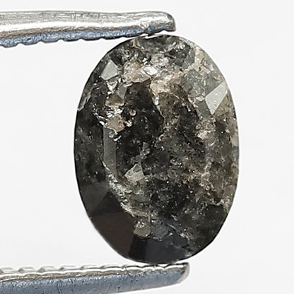 1.43 CT Oval Salt and Pepper Earth Mined Diamond, 7.00 x 5.00 mm Natural Gray Black Loose Diamond For Wedding Jewelry