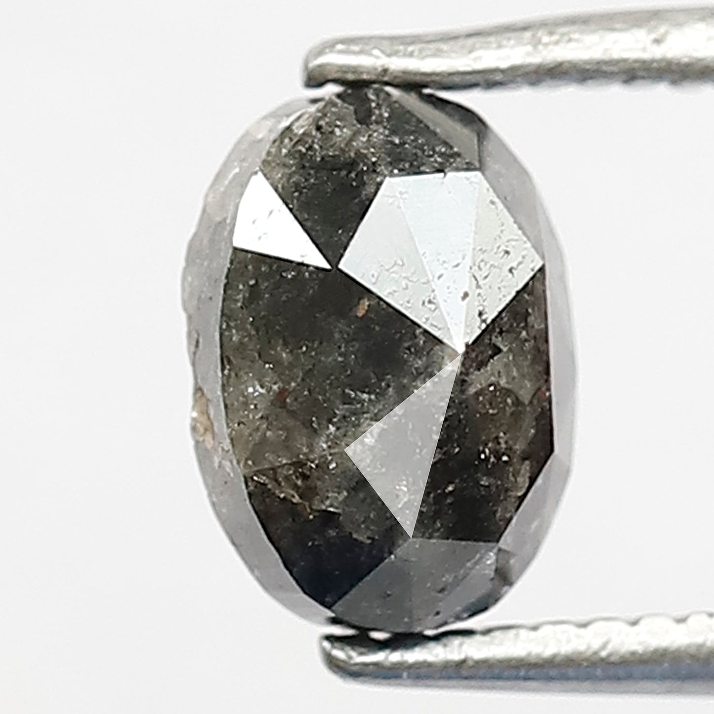 1.43 CT Oval Salt and Pepper Earth Mined Diamond, 7.00 x 5.00 mm Natural Gray Black Loose Diamond For Wedding Jewelry