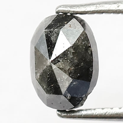 1.43 CT Oval Salt and Pepper Earth Mined Diamond, 7.00 x 5.00 mm Natural Gray Black Loose Diamond For Wedding Jewelry