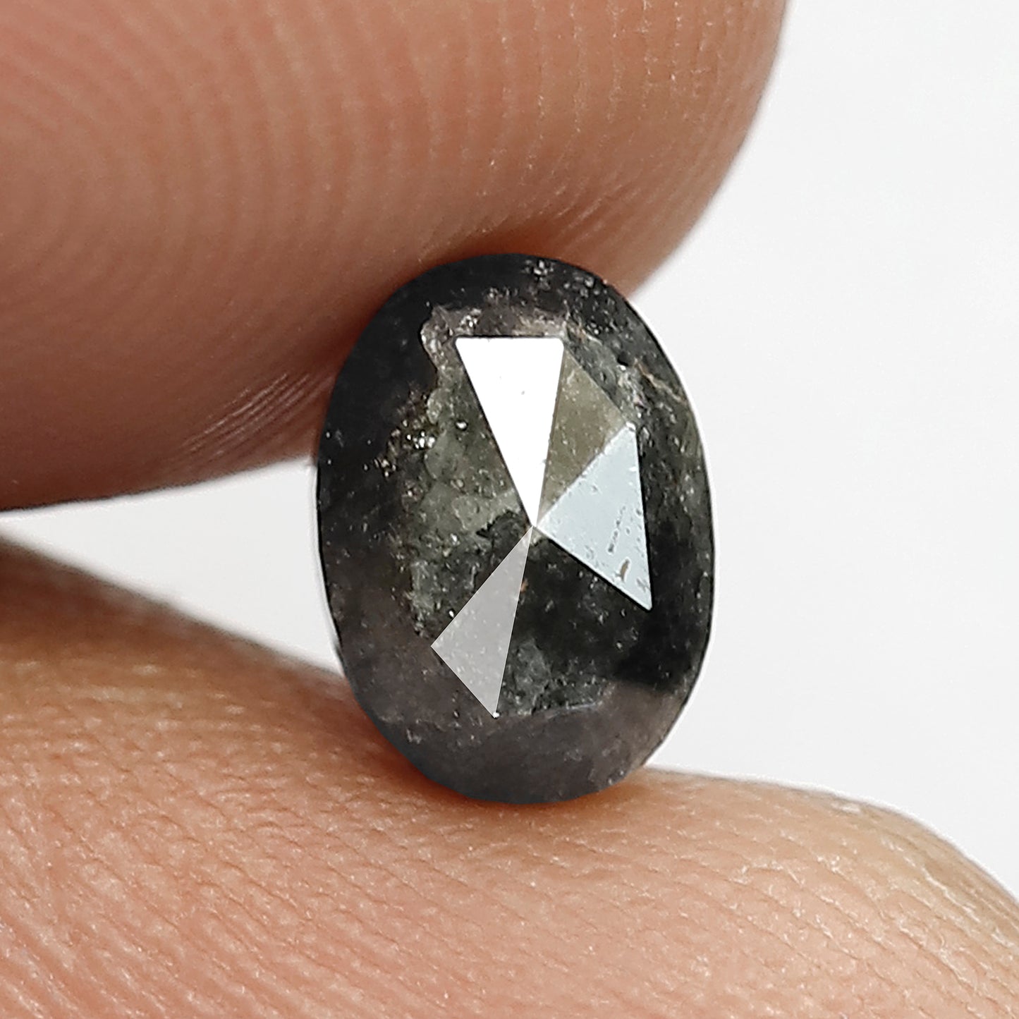 1.43 CT Oval Salt and Pepper Earth Mined Diamond, 7.00 x 5.00 mm Natural Gray Black Loose Diamond For Wedding Jewelry