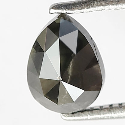1.07 CT Pear Shape Salt and Pepper Diamond, Natural Gray Black Loose Diamond, Earth Mined Stone for Anniversary Ring
