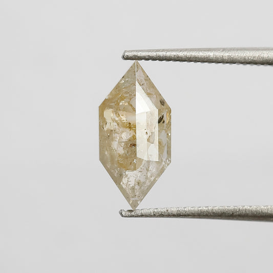 0.96 CT 10.40 mm Elongated Hexagon Shape Loose Natural White Yellow Color Rustic Diamond For Jewelry